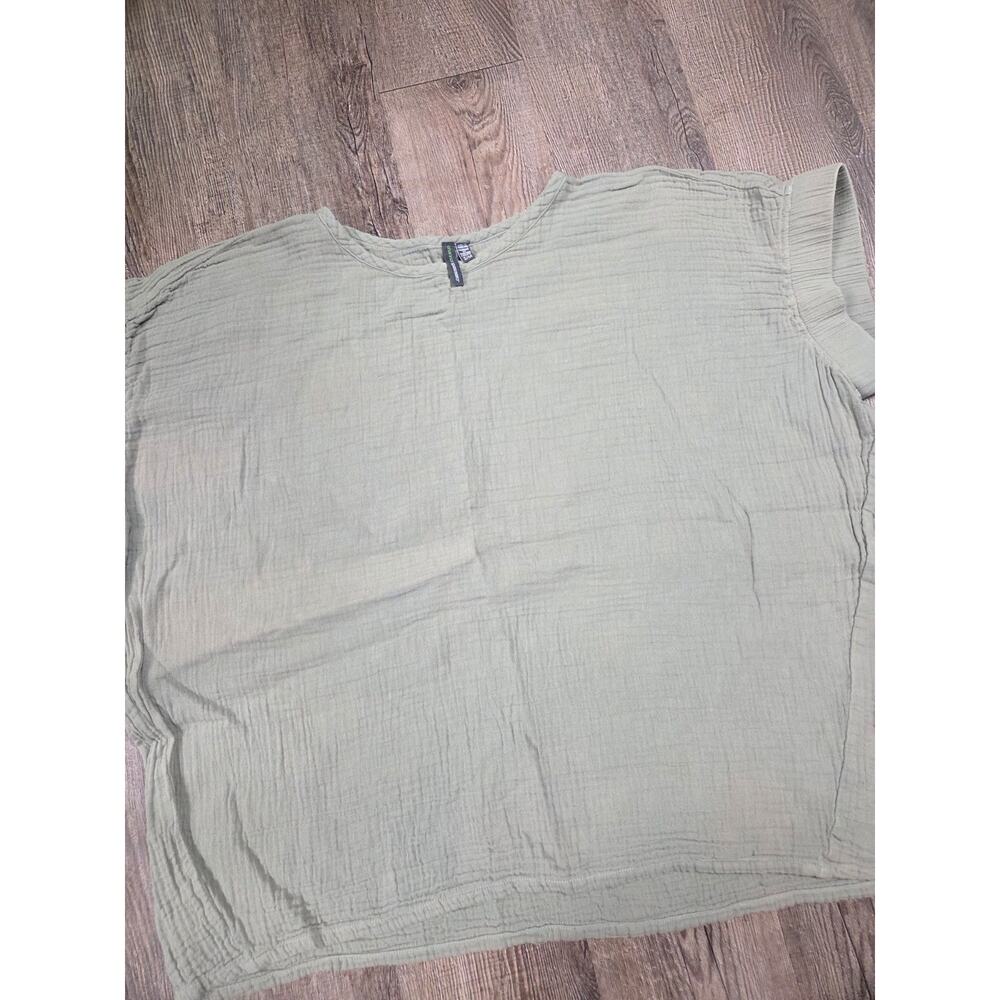 The Marigold Top by Shannon Passero Green Cotton Gauze Blouse Shirt S/M